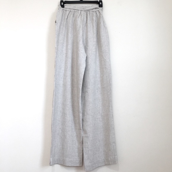 Now This New/tag XS High Rise Paperbag Beige Linen Viscose Wide Leg Pull on Pant - Picture 5 of 16
